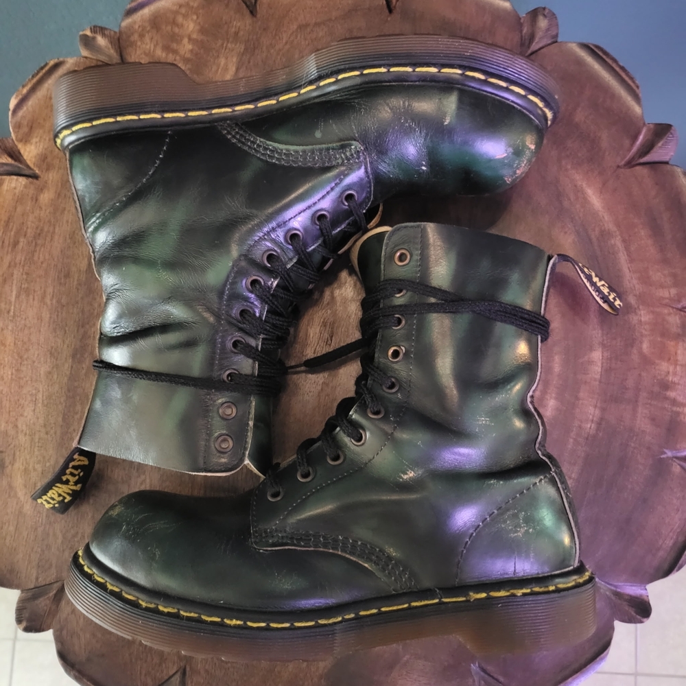 Vintage 90s Dr. Martens 1460 STEEL TOE Men's 9 Made in England Arcadia Green